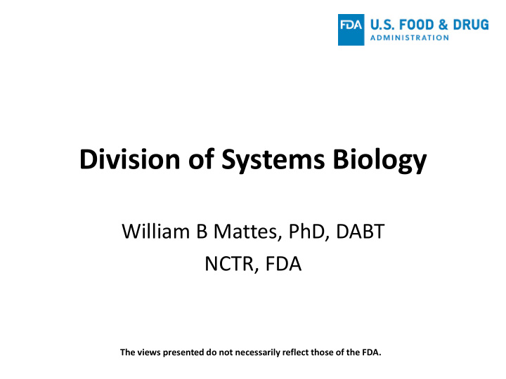 division of systems biology