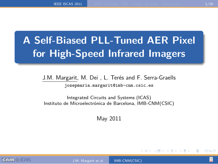 a self biased pll tuned aer pixel for high speed infrared