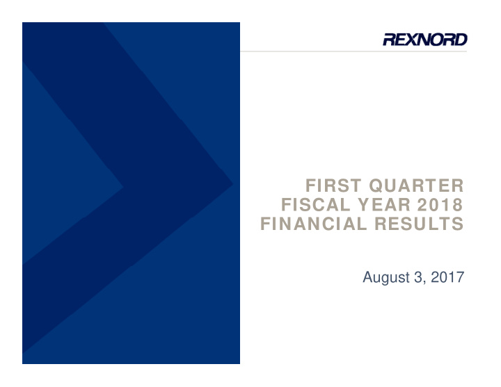 first quarter fiscal year 2018 financial results