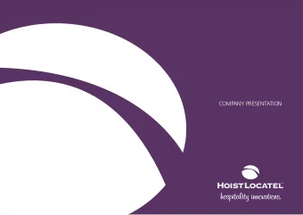 COMPANY PRESENTATION  Systems,  HoistLocatel develops and  us to bundle products and services in