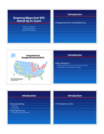 Drawing Maps that Will  Stand Up in Court  Reapportionment and Redistricting  Peter S. Wattson