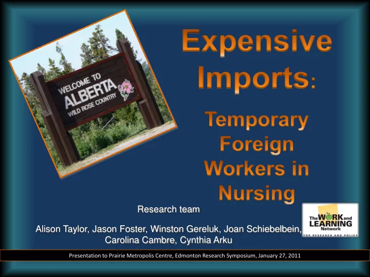 research team alison taylor jason foster winston gereluk