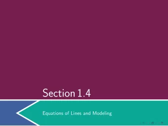 Section1.4  Equations of Lines and Modeling  FindingtheEquationof  Line  Point-Slope Form  If you