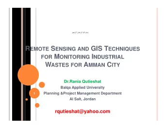 RESEARCH PROBLEM  Amman is surrounded by network of industrial areas for  Amman is surrounded by