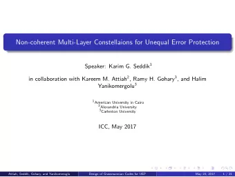 Non-coherent Multi-Layer Constellaions for Unequal Error Protection Speaker: Karim G. Seddik 1 in