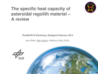 A review  TherMoPS III Workshop, Budapest February 2019  Jens Biele, Max Hamm, Matthias Grott (DLR)