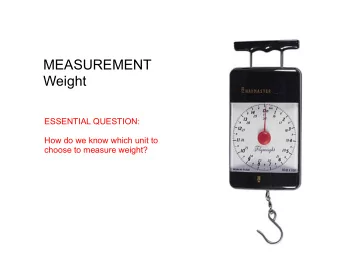 MEASUREMENT  Weight  ESSENTIAL QUESTION:  How do we know which unit to  choose to measure weight?