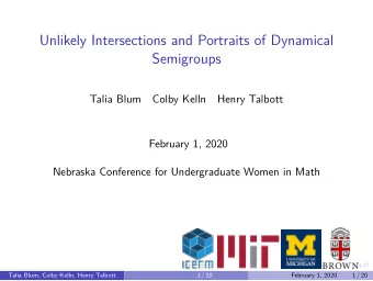 Unlikely Intersections and Portraits of Dynamical  Semigroups  Talia Blum  Colby Kelln  Henry