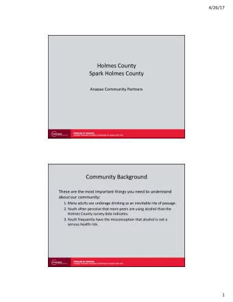 Holmes County  Spark Holmes County  Anazao Community Partners  Community Background  These are the