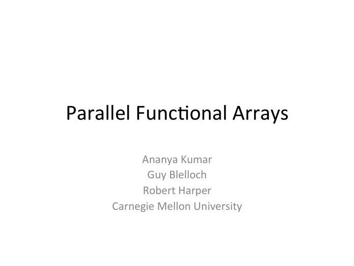 parallel func onal arrays