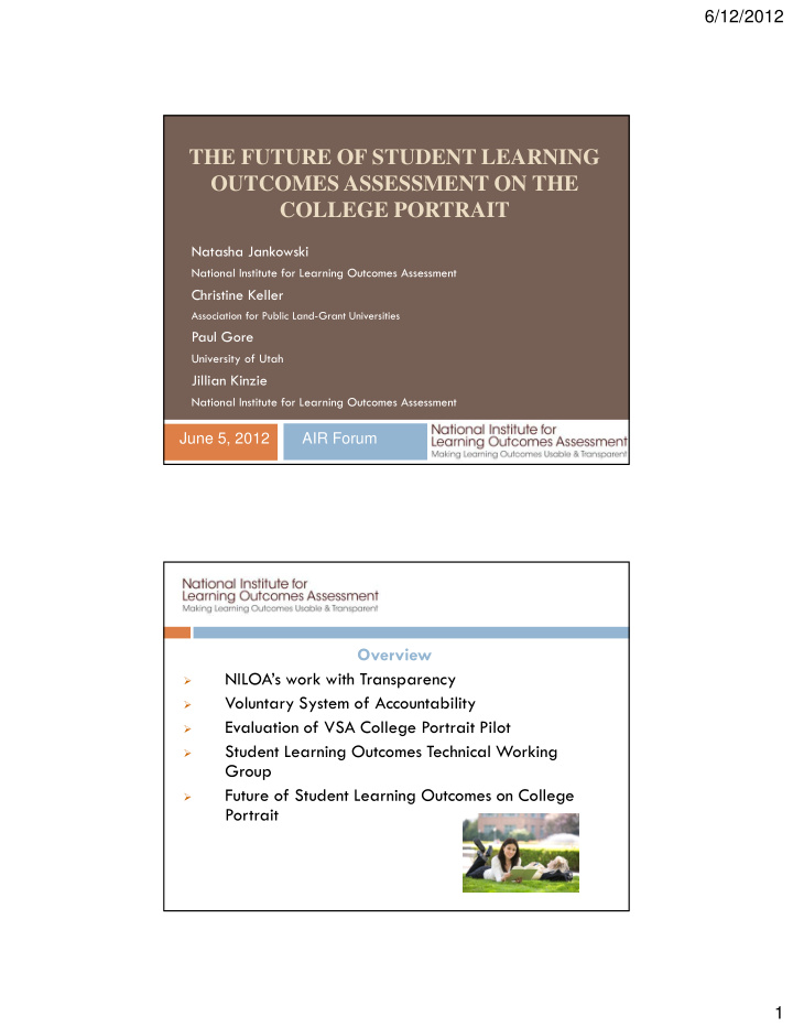 the future of student learning outcomes assessment on the