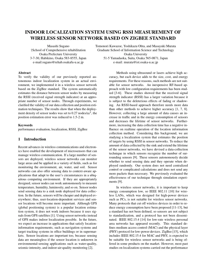 indoor localization system using rssi measurement of