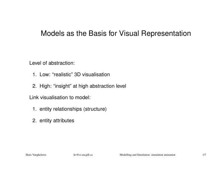 models as the basis for visual representation