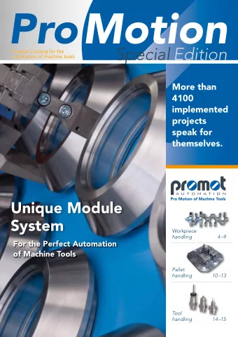 ProMotion  Special Edition  Product Catalog for the  Product Catalog for the  automation of machine