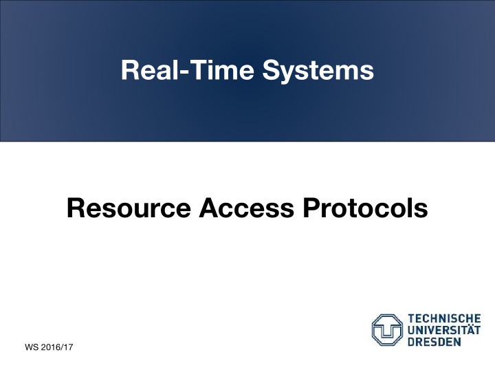 real time systems resource access protocols