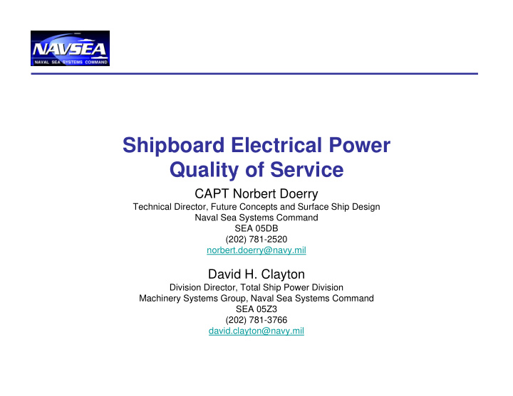 shipboard electrical power quality of service quality of