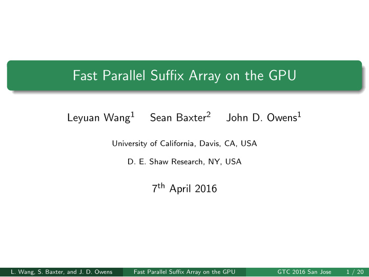 fast parallel suffix array on the gpu