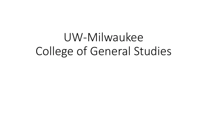 college of general studies background