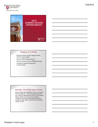 2018  SUMMER SESSION  APPOINTMENTS  Purpose of Training  Review Summer Session Appointment