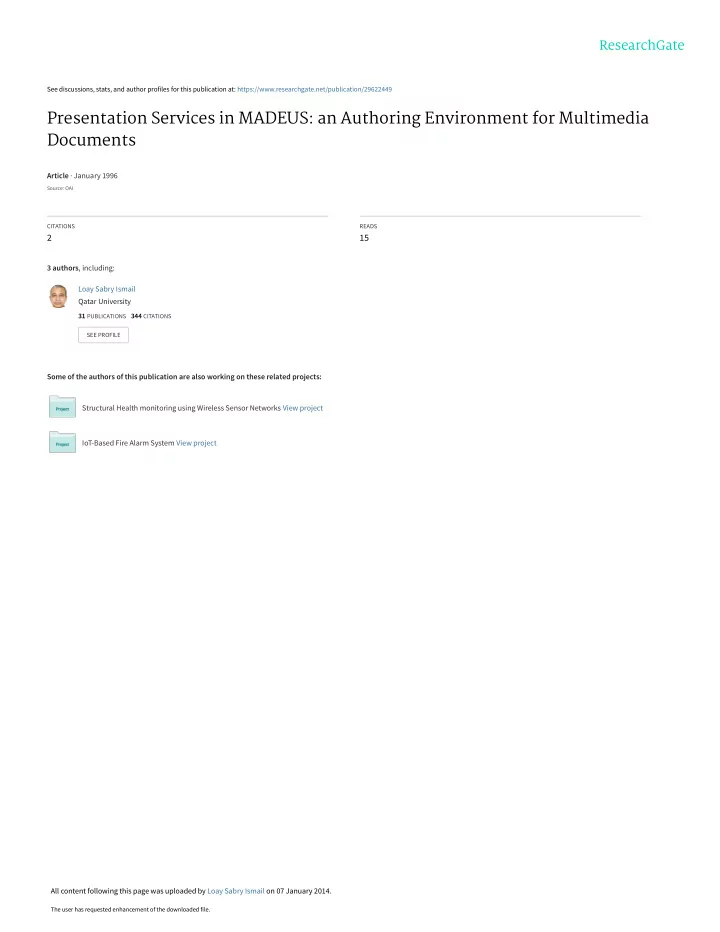 presentation services in madeus an authoring environment