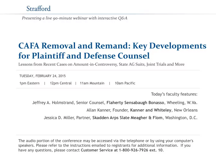 cafa removal and remand key developments for plaintiff