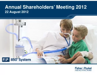 Annual Shareholders Meeting 2012  22 August 2012  Tony Carter - Chairman  2  Directors  Tony