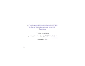 A Post-Processing Algorithm Applied to Reduce  the Size of the Covering Arrays of the NIST