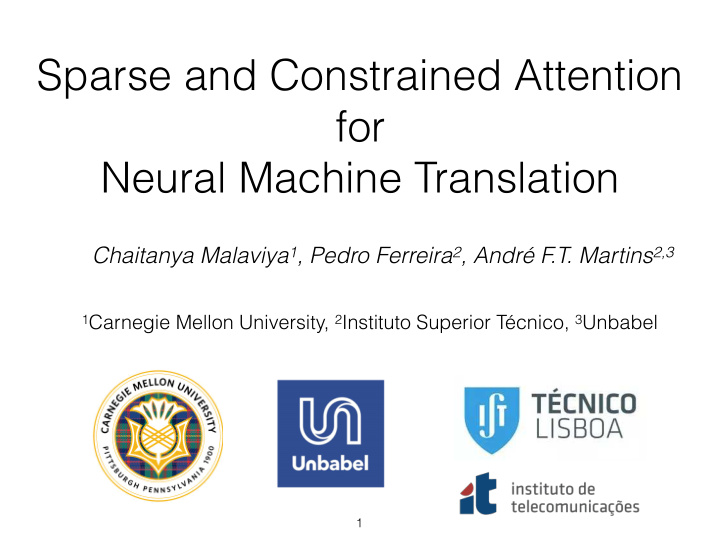 sparse and constrained attention for neural machine