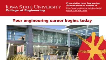 Your engineering career begins today  This is a copy of the PowerPoint students will complete