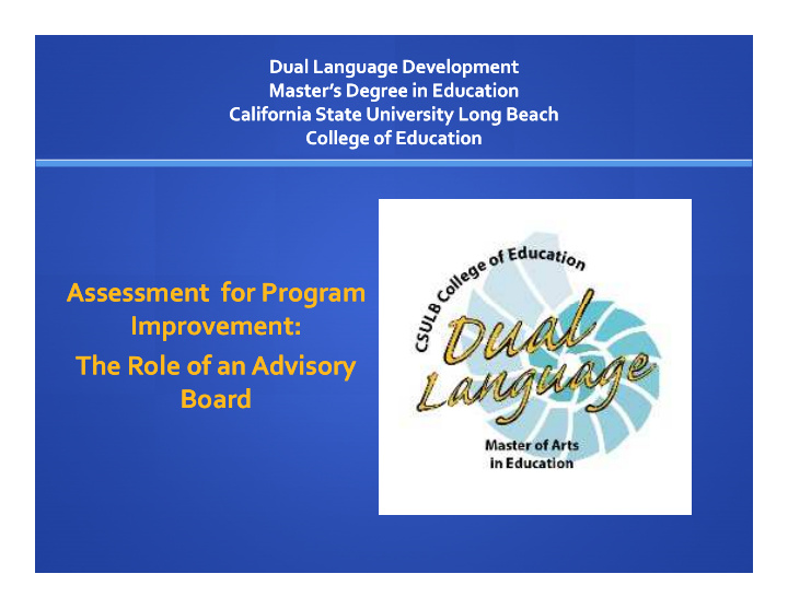 assessment for program assessment for program assessment
