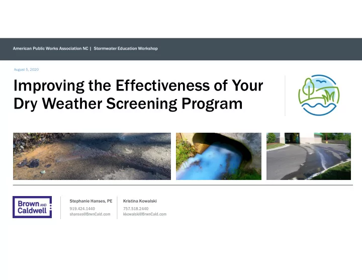 improving the effectiveness of your dry weather screening