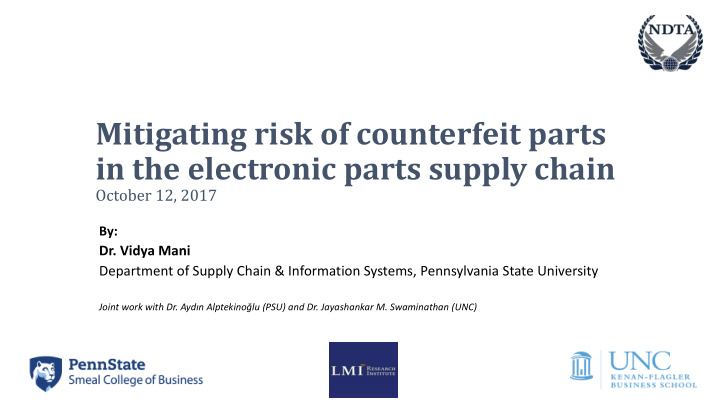 mitigating risk of counterfeit parts in the electronic