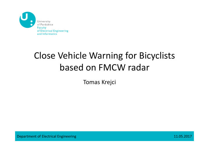 close vehicle warning for bicyclists based on fmcw radar