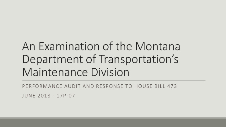 an examination of the montana department of