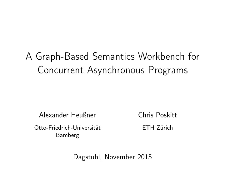 a graph based semantics workbench for concurrent
