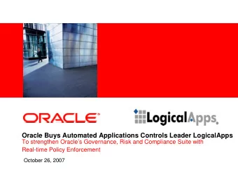 Oracle Buys Automated Applications Controls Leader LogicalApps  To strengthen Oracles