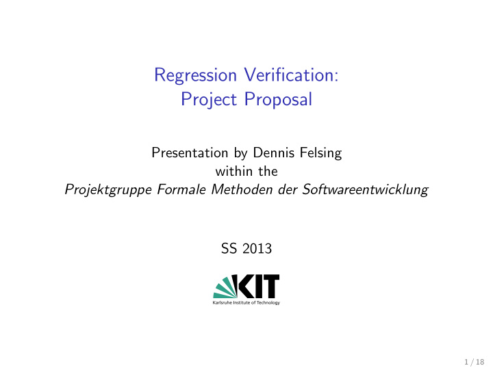 regression verification project proposal