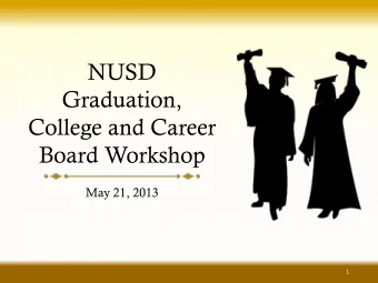 NUSD  Graduation,  College and Career  Board Workshop  May 21, 2013  1  Purpose of Presentation 1.
