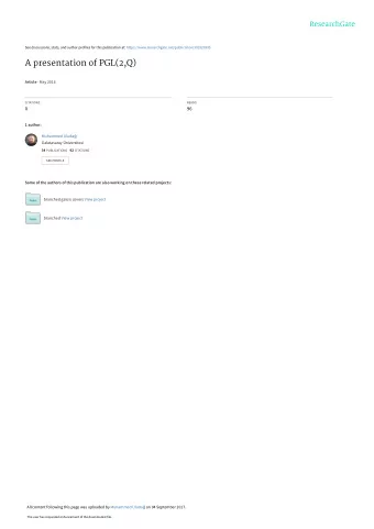 A presentation of PGL(2,Q) Article  May 2016  CITATIONS  READS  0  96  1 author: Muhammed Uluda