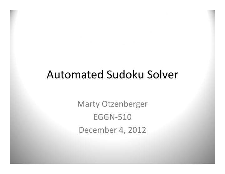 automated sudoku solver