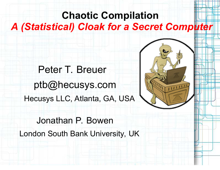 chaotic compilation a statistical cloak for a secret