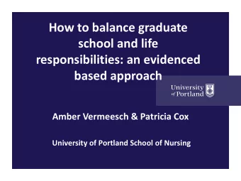 How to balance graduate  school and life  responsibilities: an evidenced  based approach  Amber