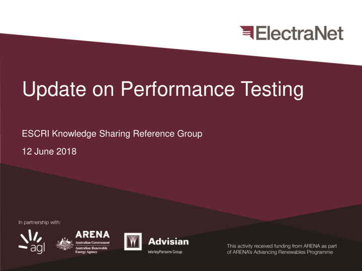 update on performance testing