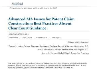 Advanced AIA Issues for Patent Claim  Construction: Best Practices Absent  Clear Court Guidance