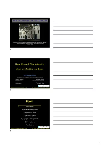 PLAN  PLAN  Introduction  Making the most of Styles  The power of Outline  Captivating Captions