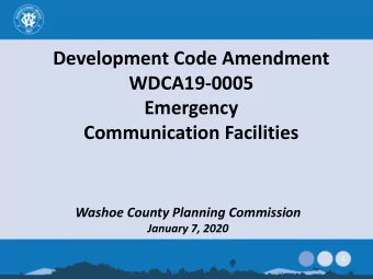 Development Code Amendment  WDCA19-0005  Emergency  Communication Facilities  Washoe County