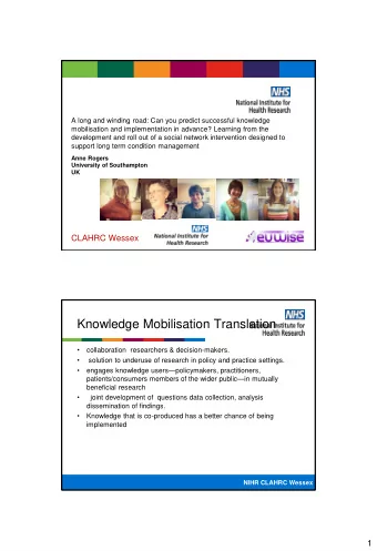 Knowledge Mobilisation Translation    collaboration  researchers &amp; decision-makers.