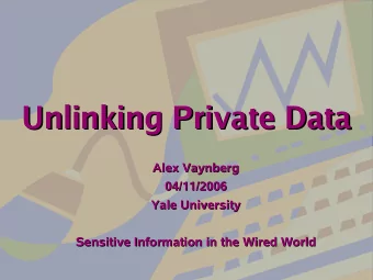 Unlinking Private Data  Unlinking Private Data  Alex Vaynberg  Alex Vaynberg  04/11/2006