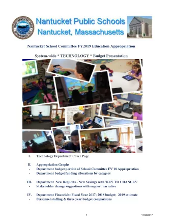 Nantucket School Committee FY2019 Education Appropriation  System-wide * TECHNOLOGY * Budget
