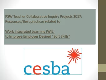 PSW Teacher Collaborative Inquiry Projects 2017:  Resources/Best practices related to  Work